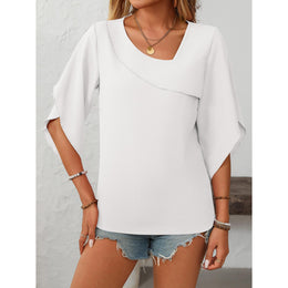 Women V-Neck Flared Sleeves Top