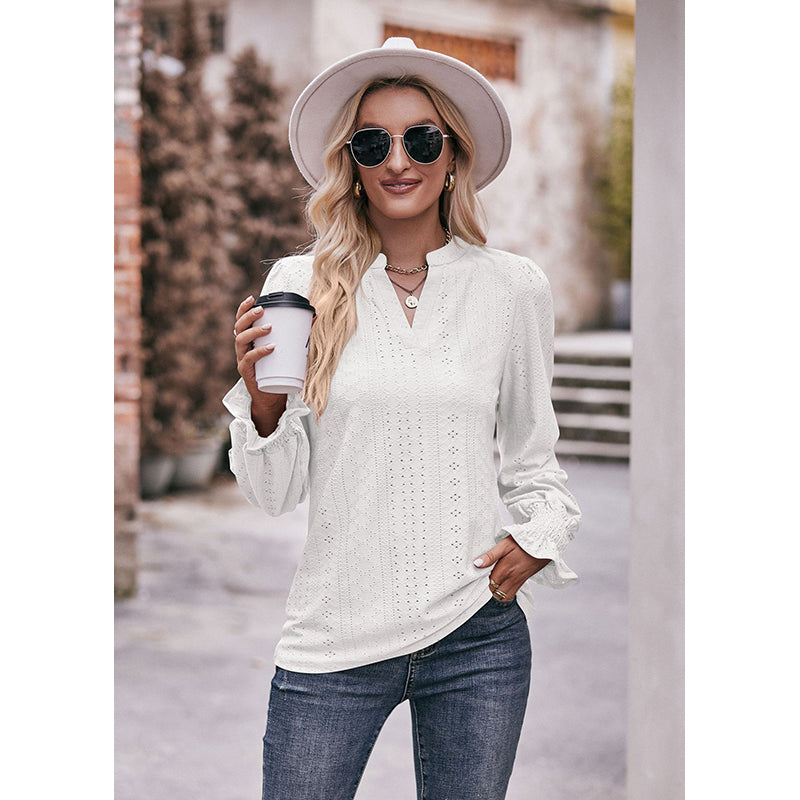 Self Design V-Neck Top