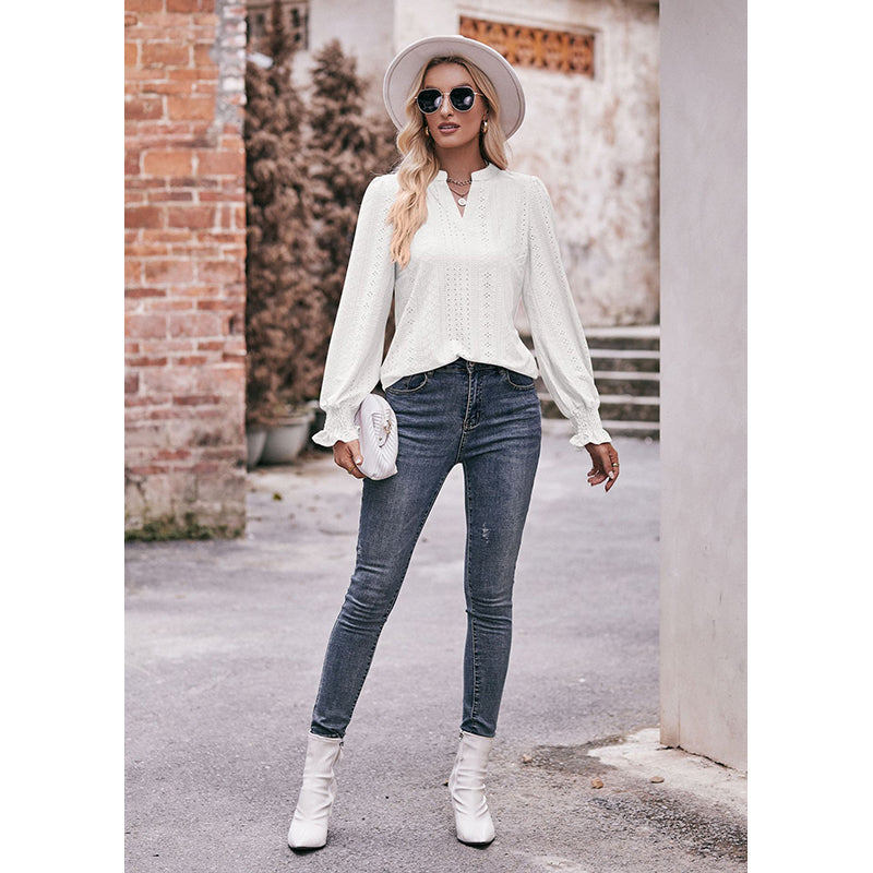 Self Design V-Neck Top