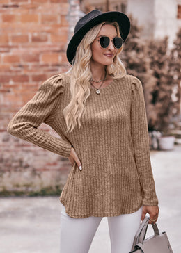 Striped Puff Sleeves Top