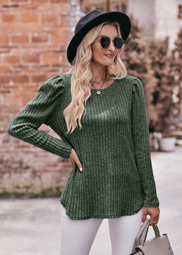 Vertical Stripes Round Neck Top