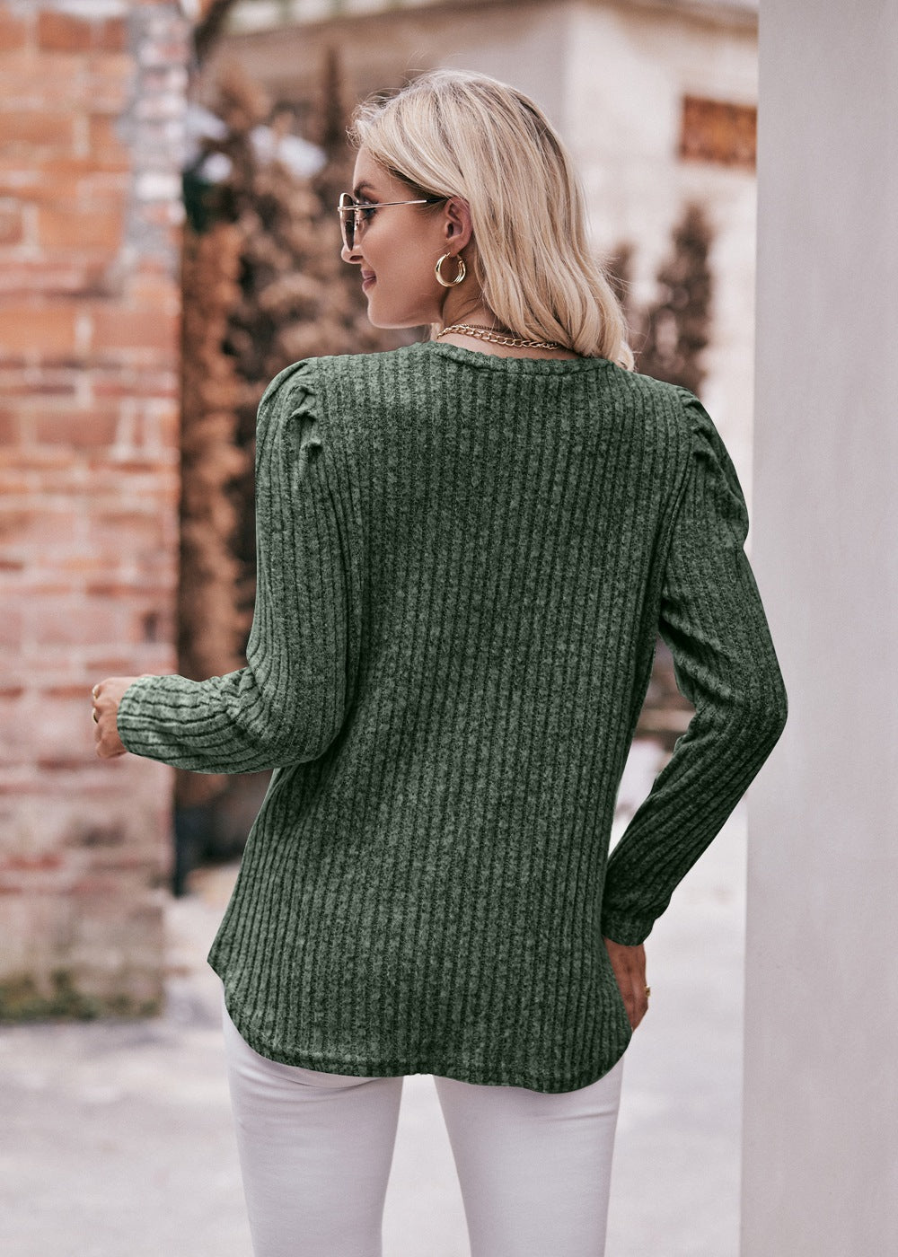 Vertical Stripes Round Neck Top