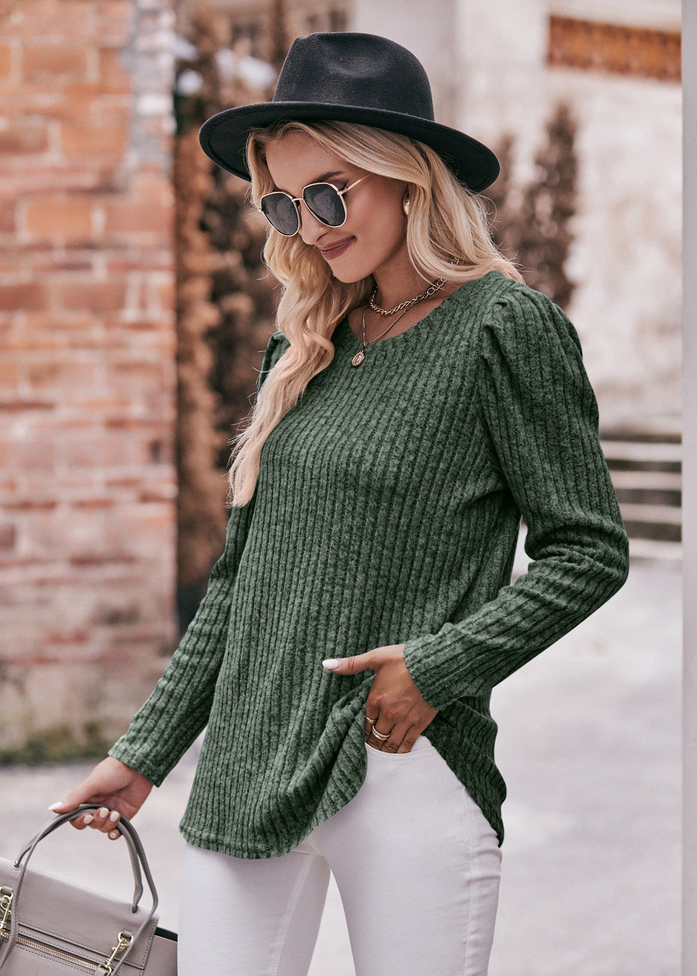 Vertical Stripes Round Neck Top