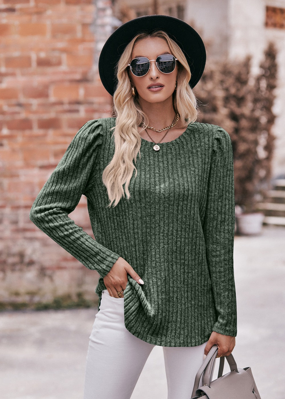 Vertical Stripes Round Neck Top