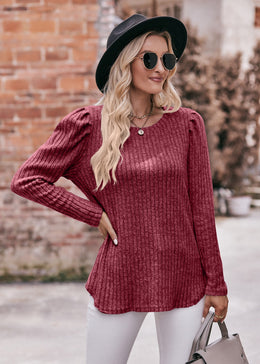 Striped Puff Sleeves Top