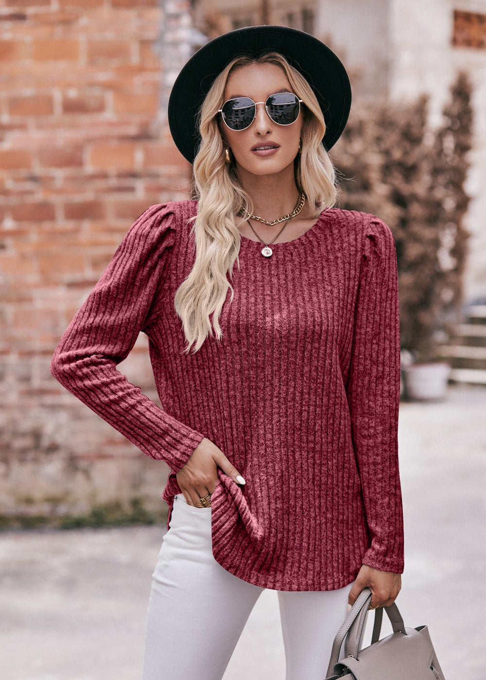Striped Puff Sleeves Top