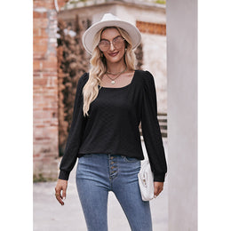 Black Square Neck Top