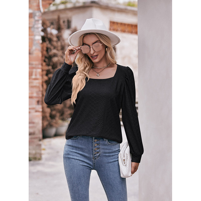 Black Square Neck Top