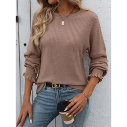 Women Solid Round Neck Top