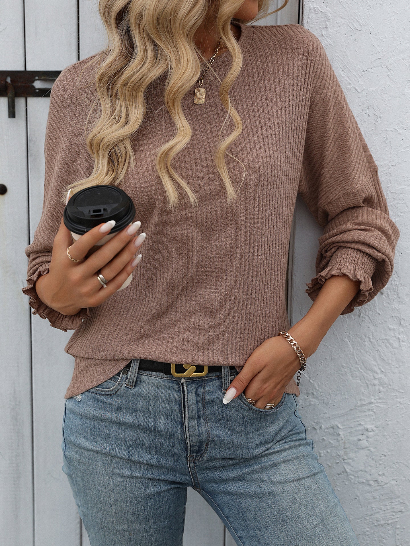 Women Solid Round Neck Top
