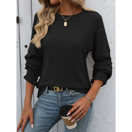 Women Solid Round Neck Top