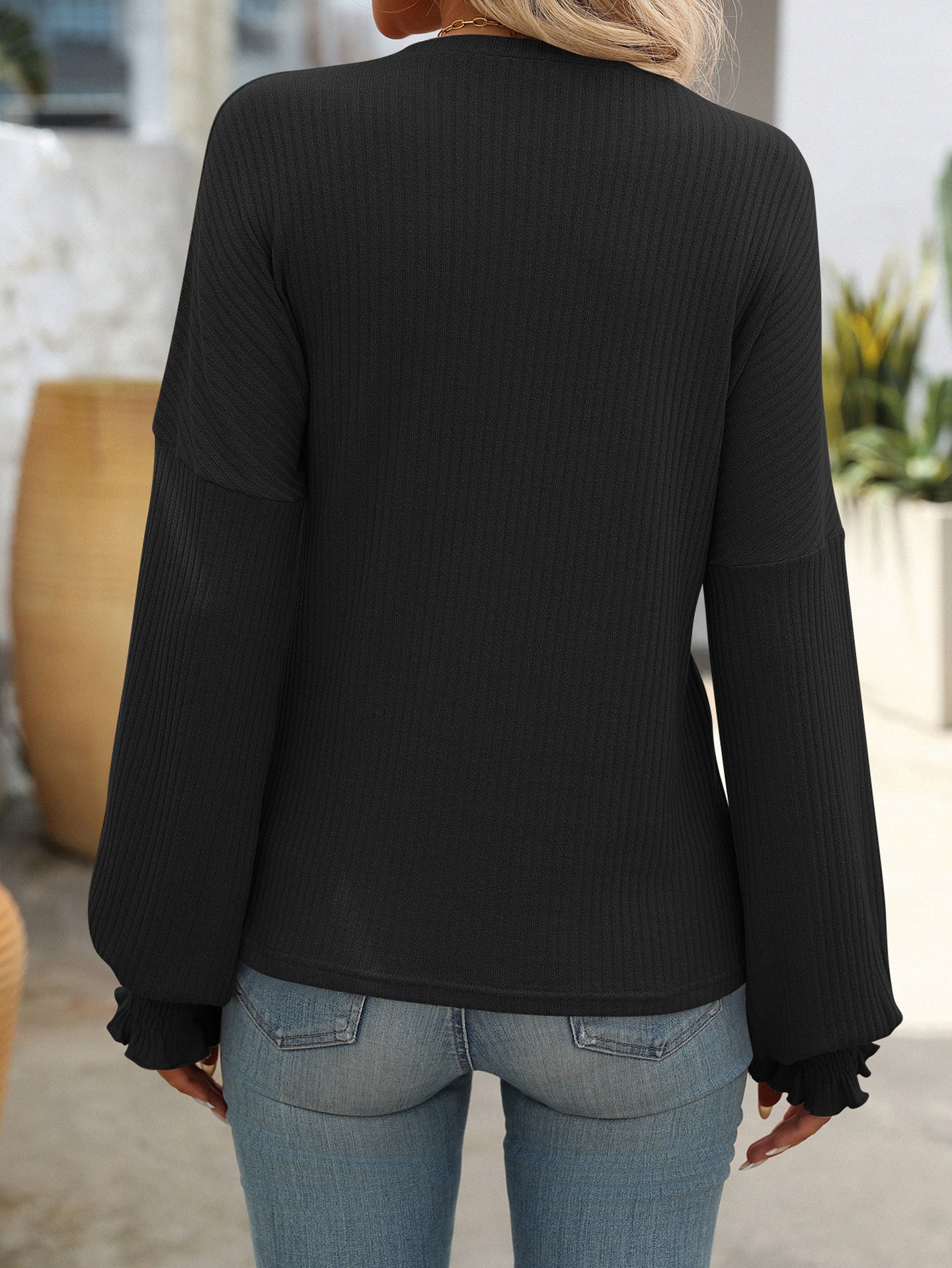 Women Solid Round Neck Top