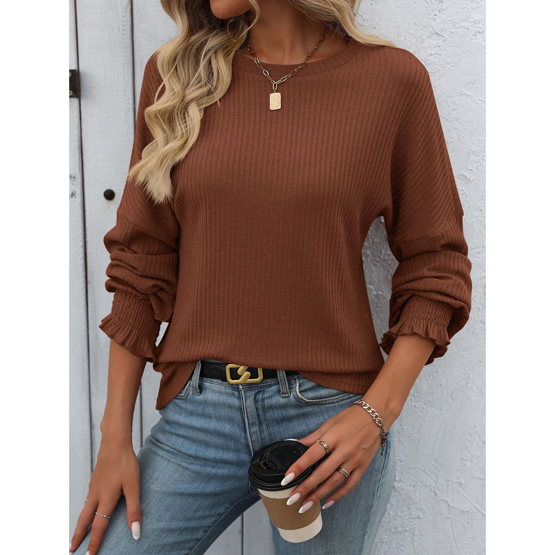 Women Solid Round Neck Top