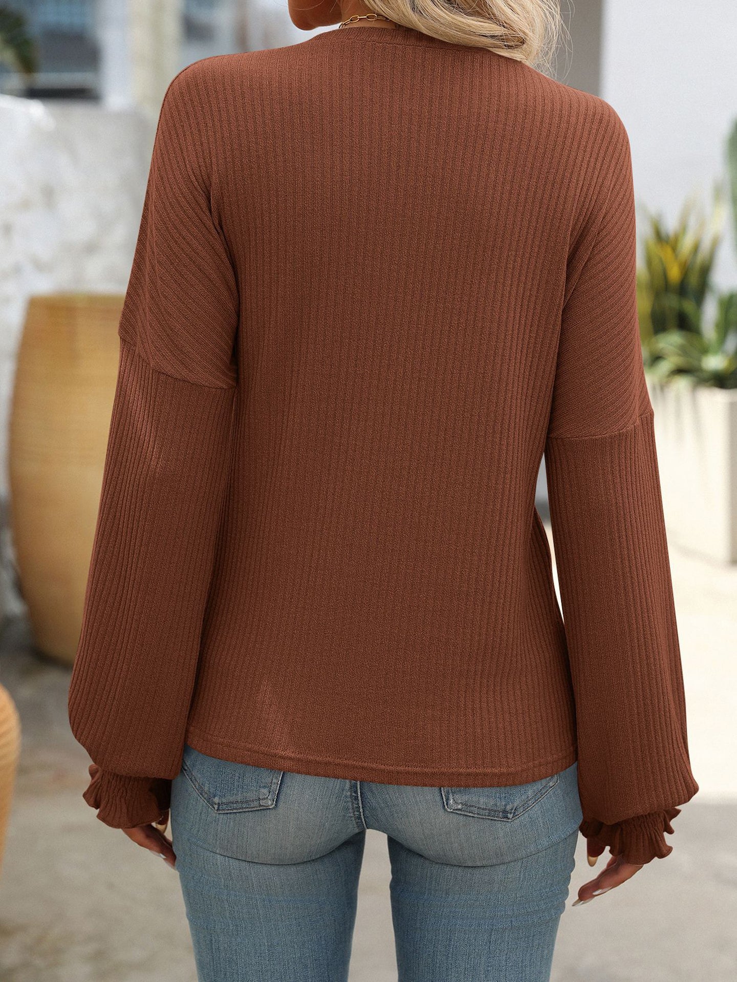 Women Solid Round Neck Top