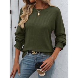 Women Solid Round Neck Top