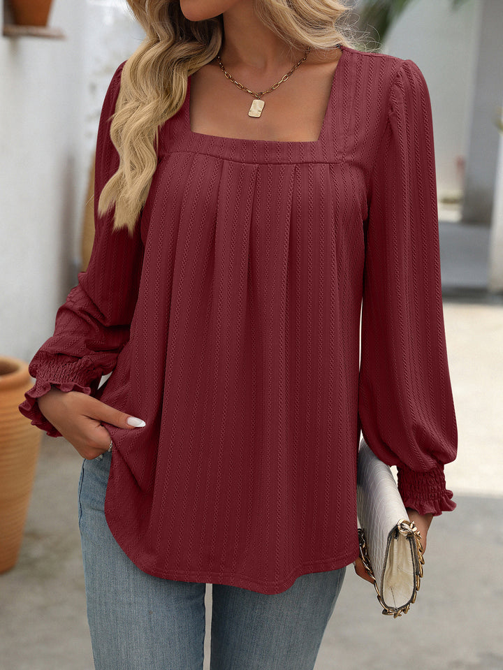 Women Self Design Square Neck Top