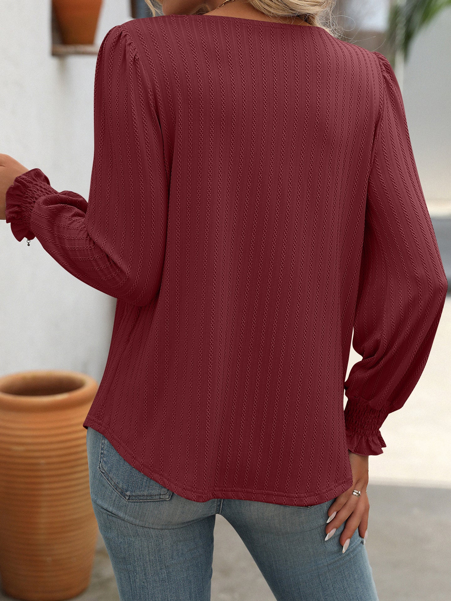 Women Self Design Square Neck Top