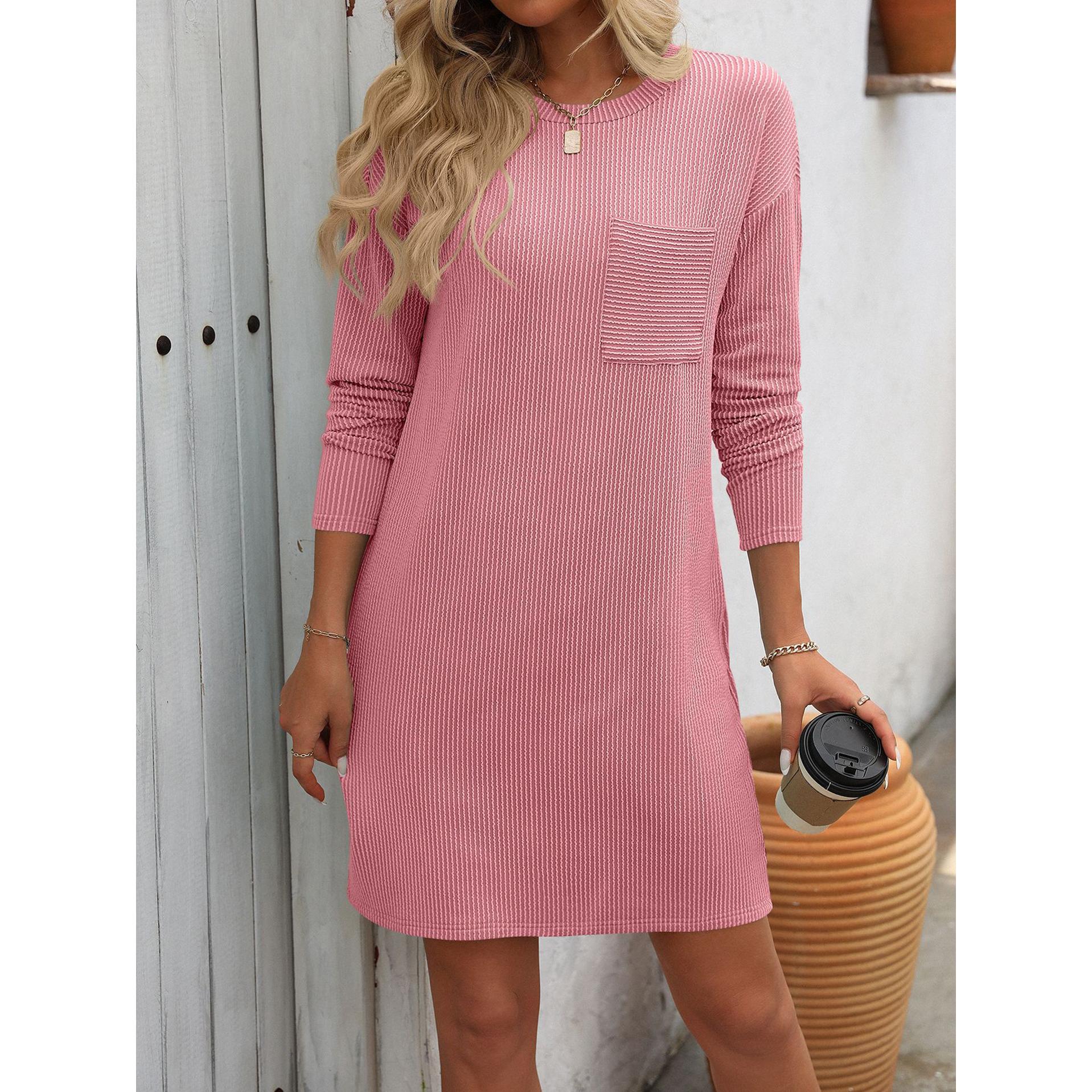 Striped Round Neck Sweater Dress