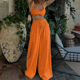 Orange Bandeau Style Top and Trousers Co-ords