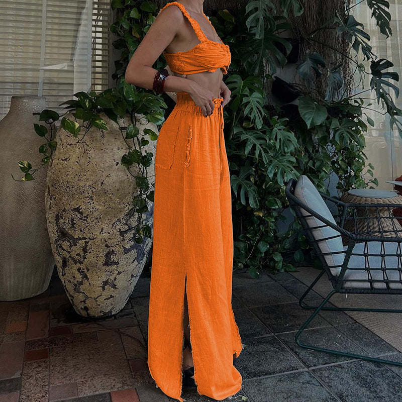 Orange Bandeau Style Top and Trousers Co-ords