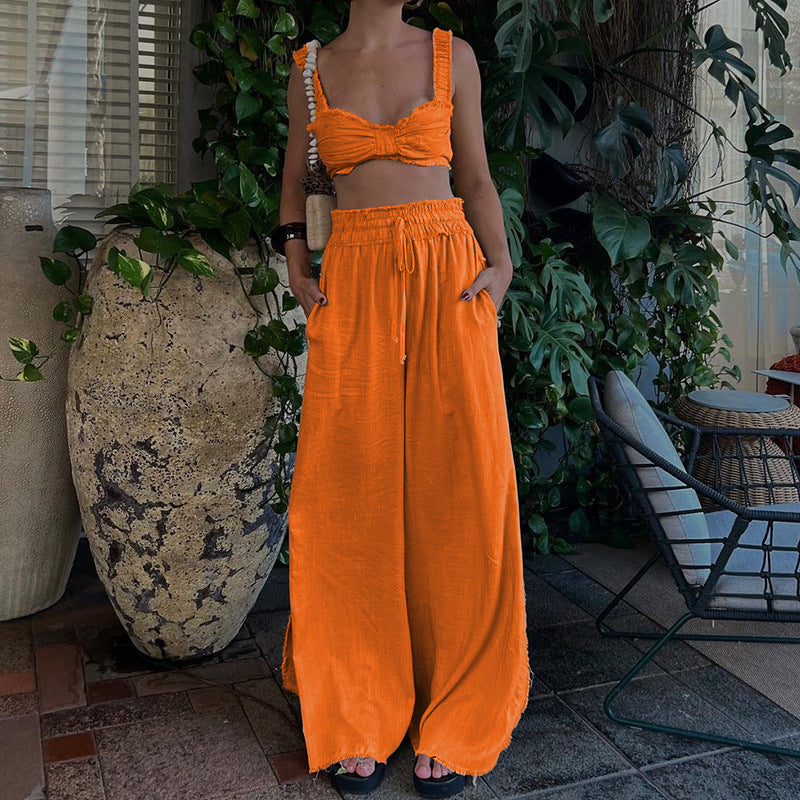 Orange Bandeau Style Top and Trousers Co-ords