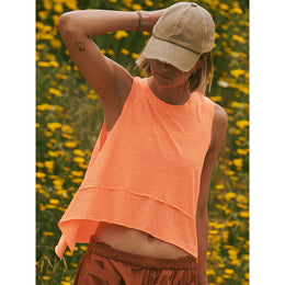 Orange Round Neck Sleeveless Top