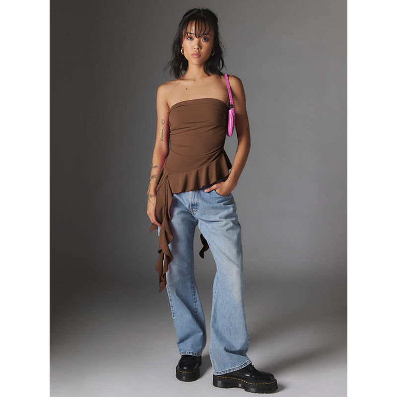 Brown Off Shoulder Top