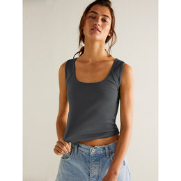 Square Neck Sleeveless Cotton Tank Top
