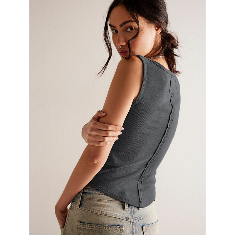 Square Neck Sleeveless Cotton Tank Top