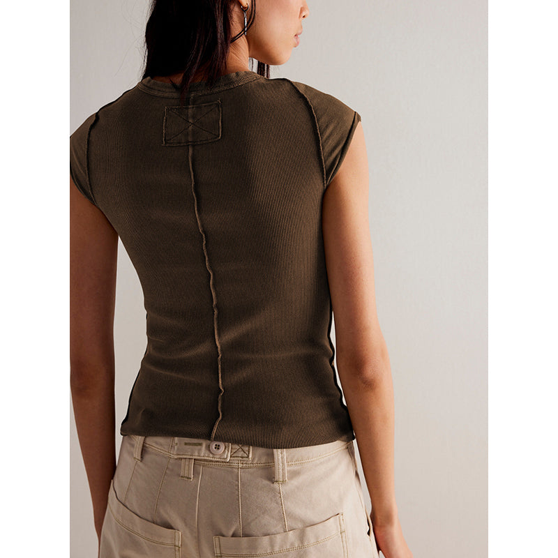 Women Solid Round Neck Top