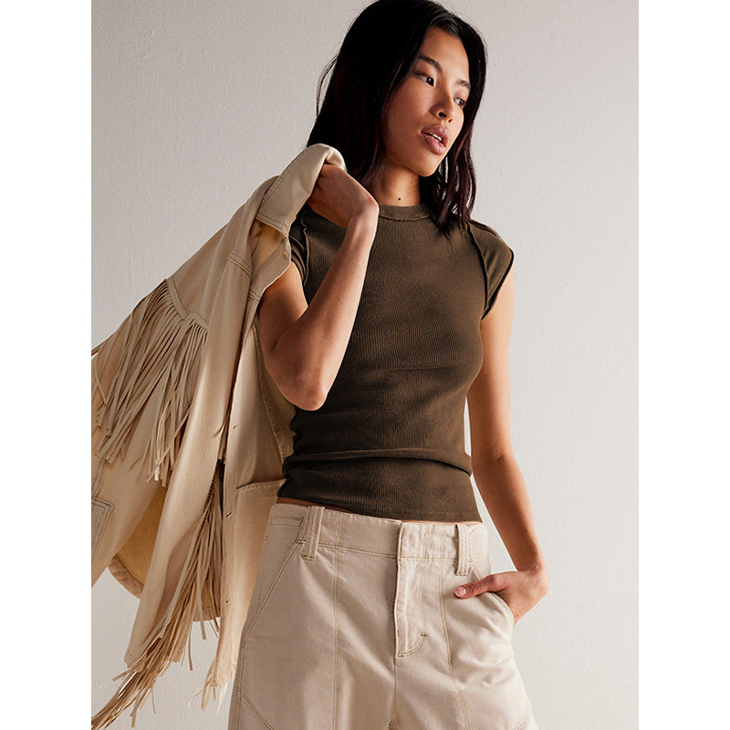 Women Solid Round Neck Top