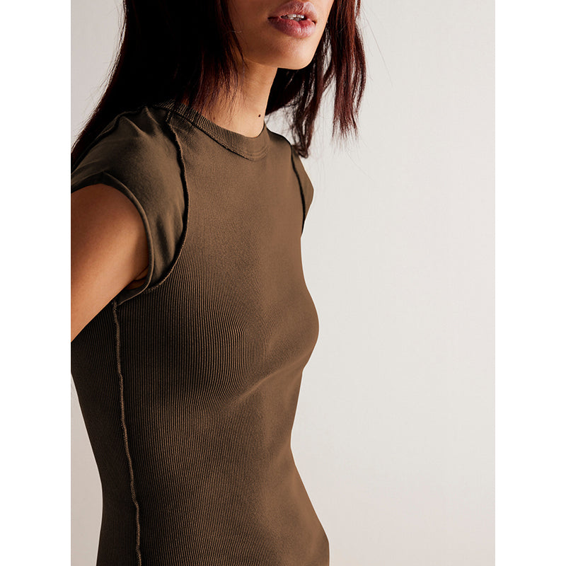 Women Solid Round Neck Top