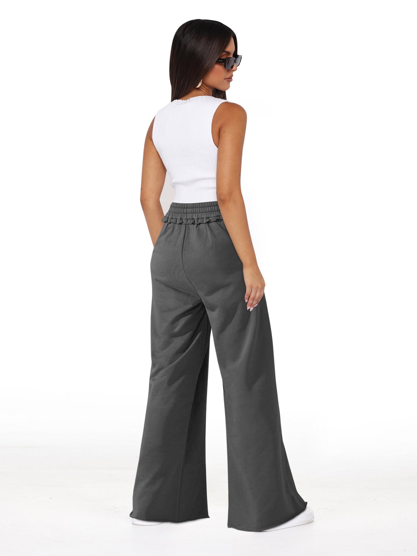 Women Loose Fit High-Rise Wide Leg Trousers