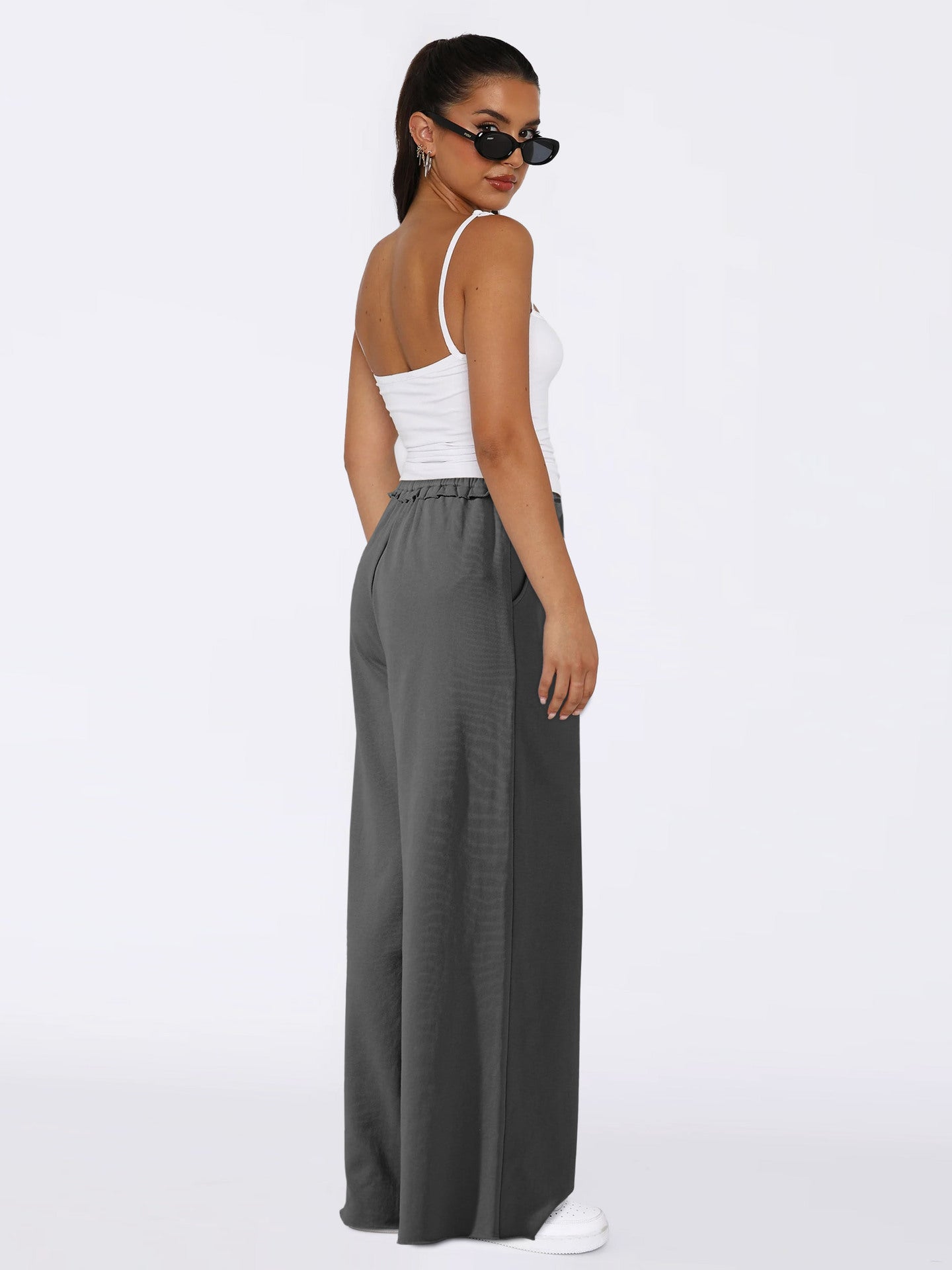 Women Loose Fit High-Rise Wide Leg Trousers