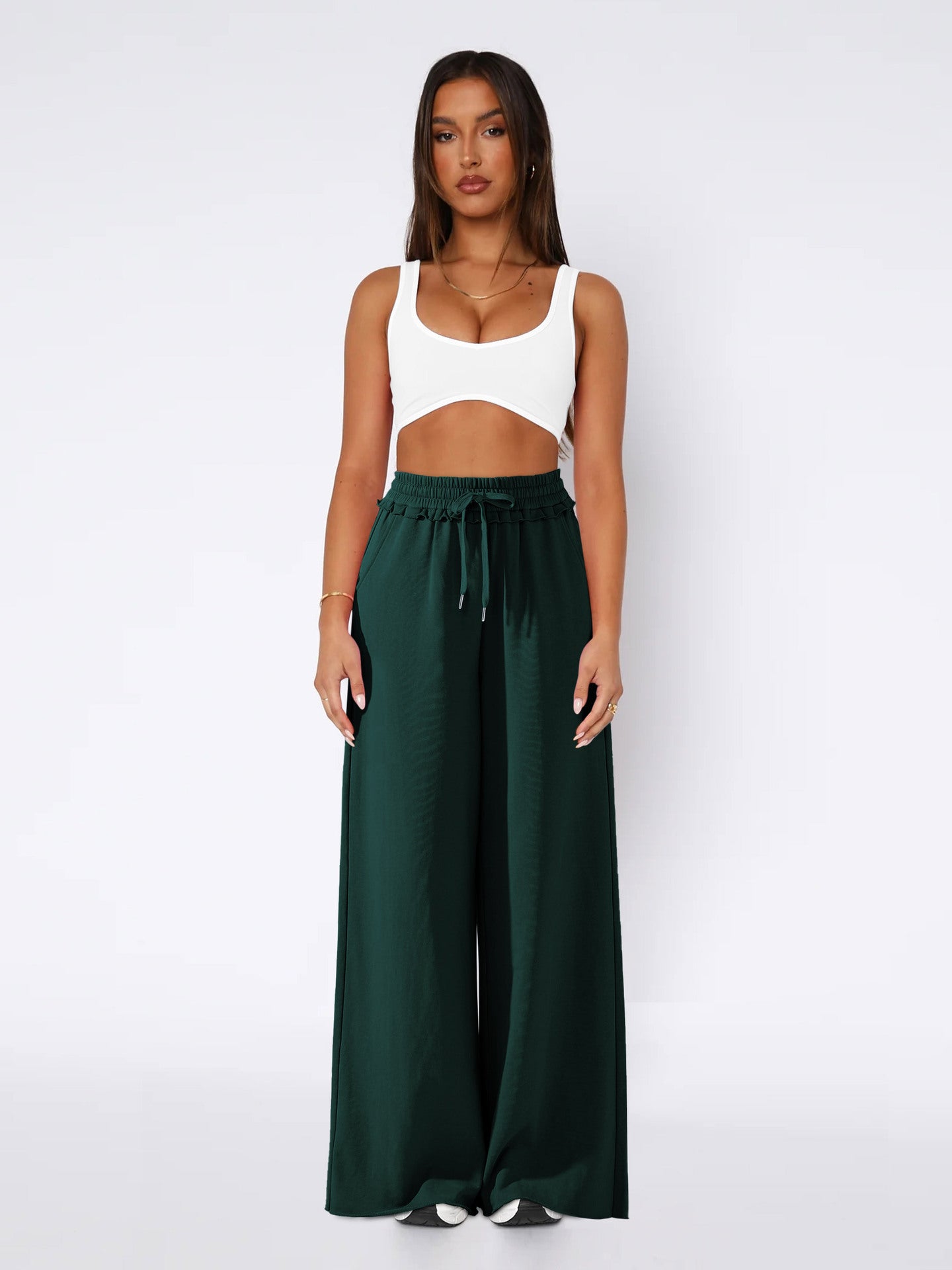 Women Loose Fit High-Rise Pleated Trousers