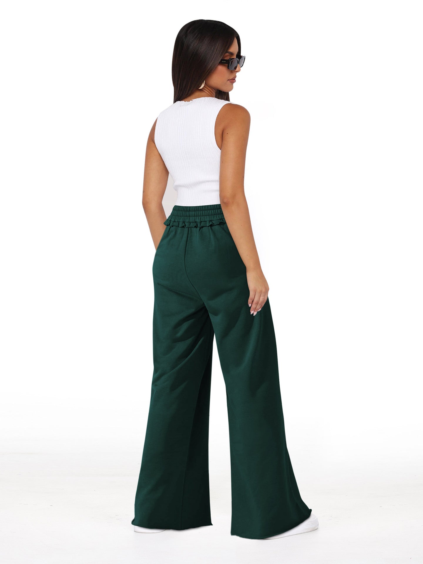 Women Loose Fit High-Rise Pleated Trousers