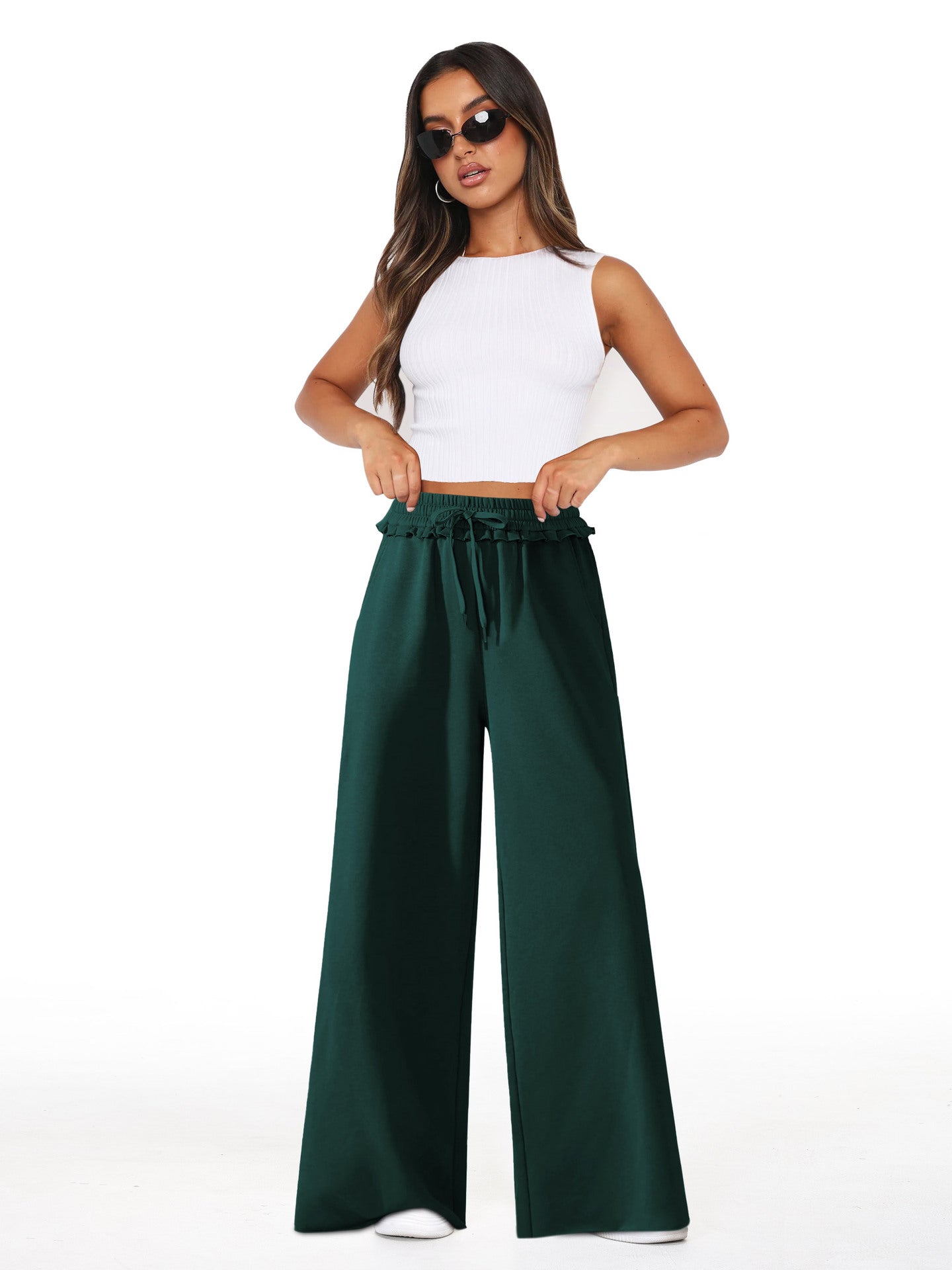 Women Loose Fit High-Rise Pleated Trousers