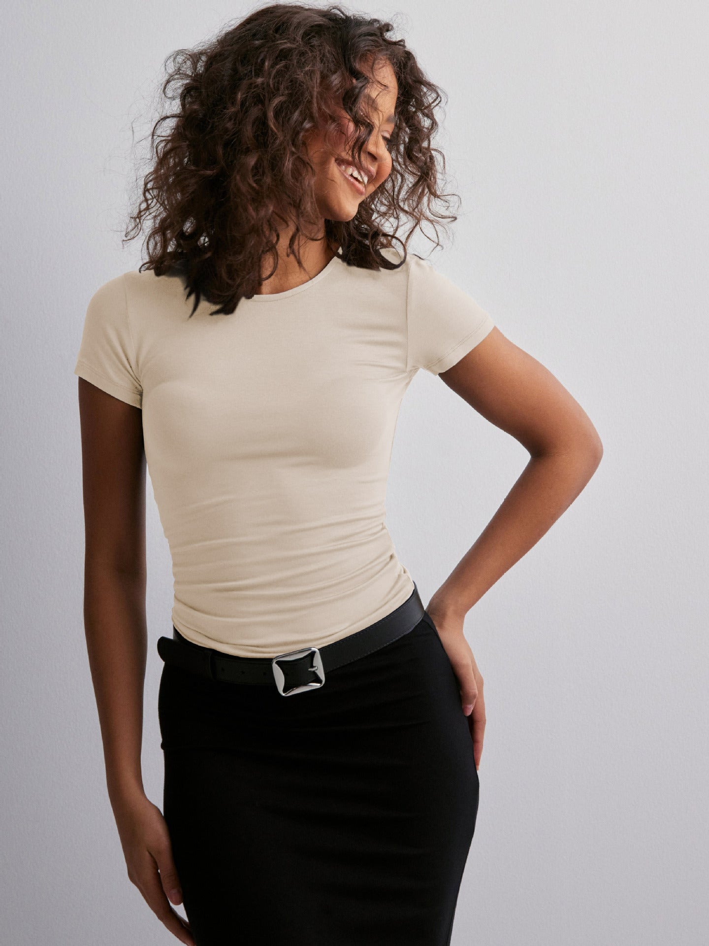Women Solid Round Neck Top