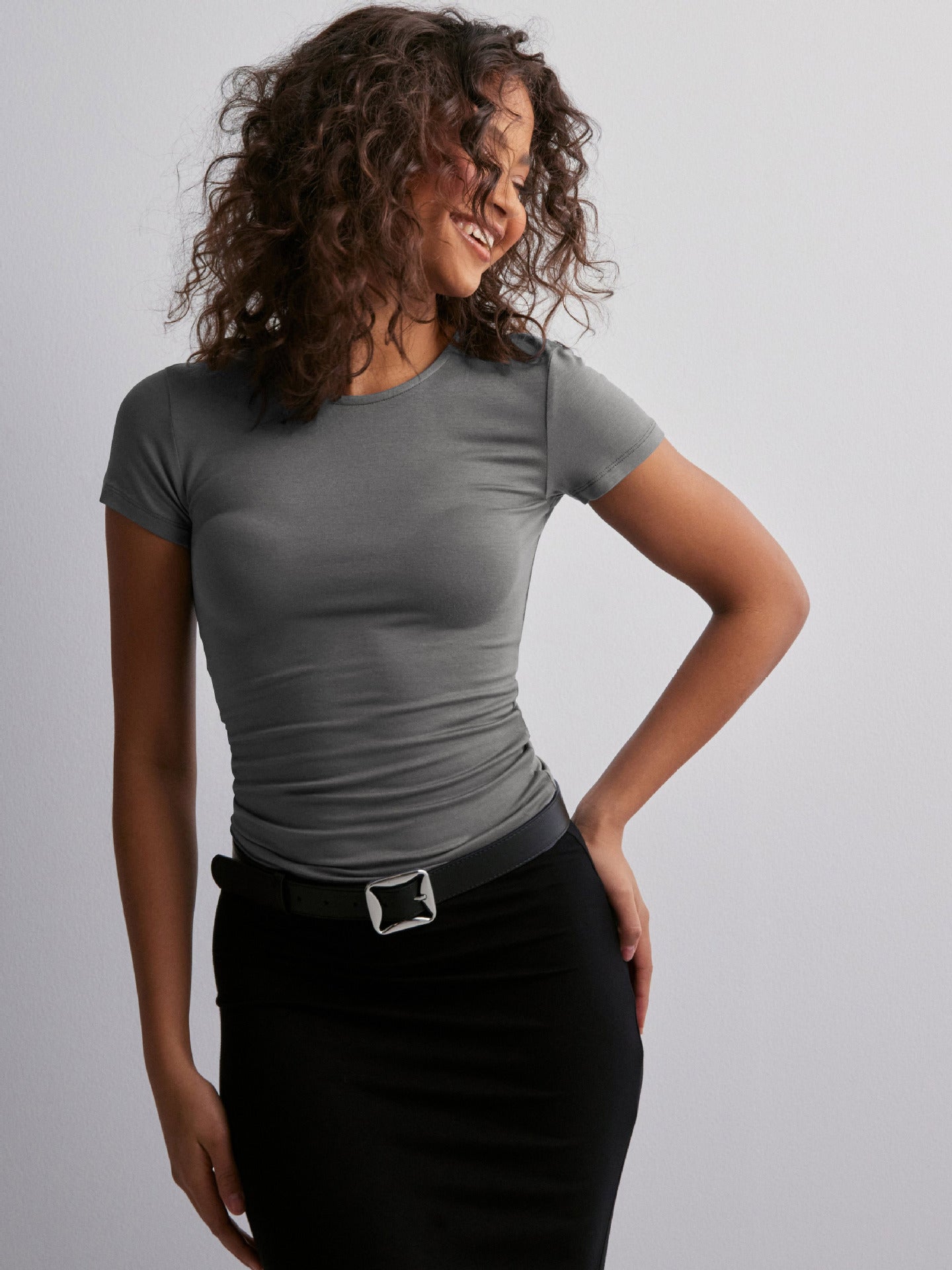 Women Solid Round Neck Top