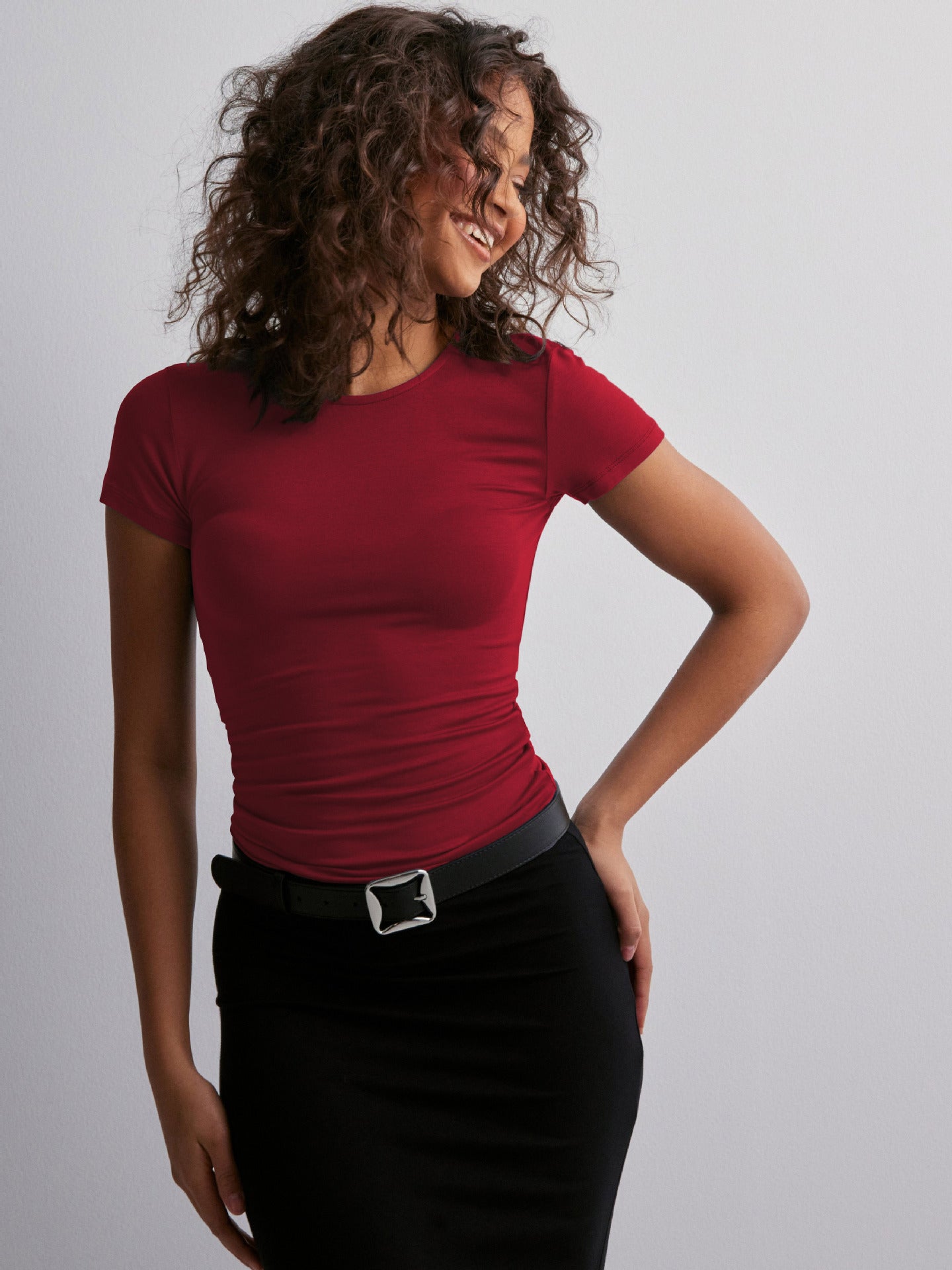 Women Solid Round Neck Top