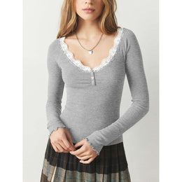 Women Scoop Neck Long Sleeves Top