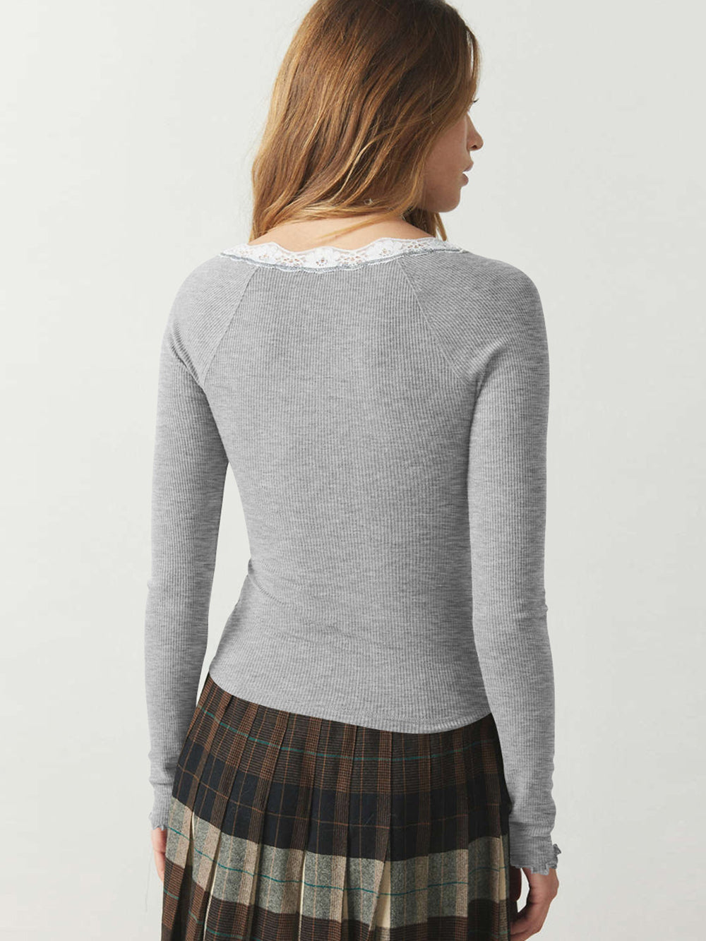 Women Scoop Neck Long Sleeves Top