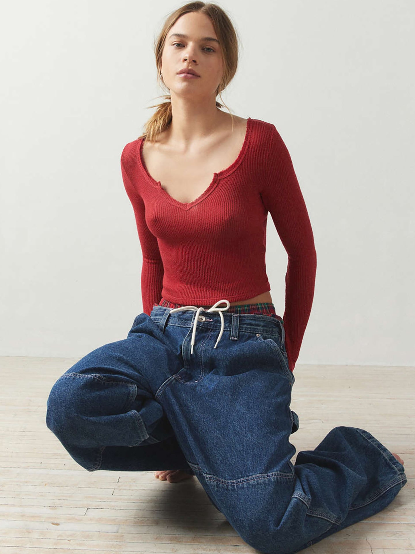 Women Self Design Scoop Neck Top