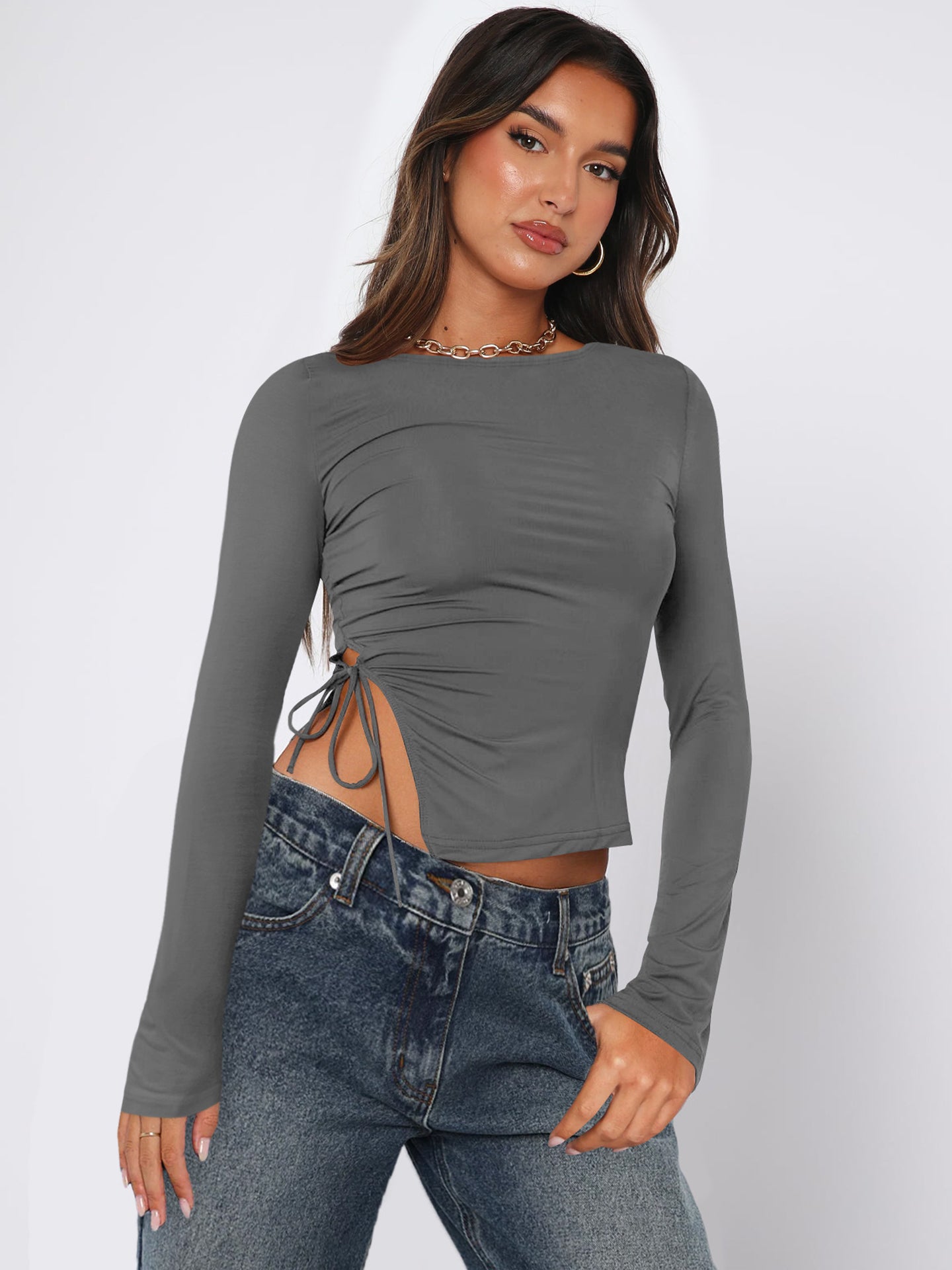 Women Solid Boat Neck Top