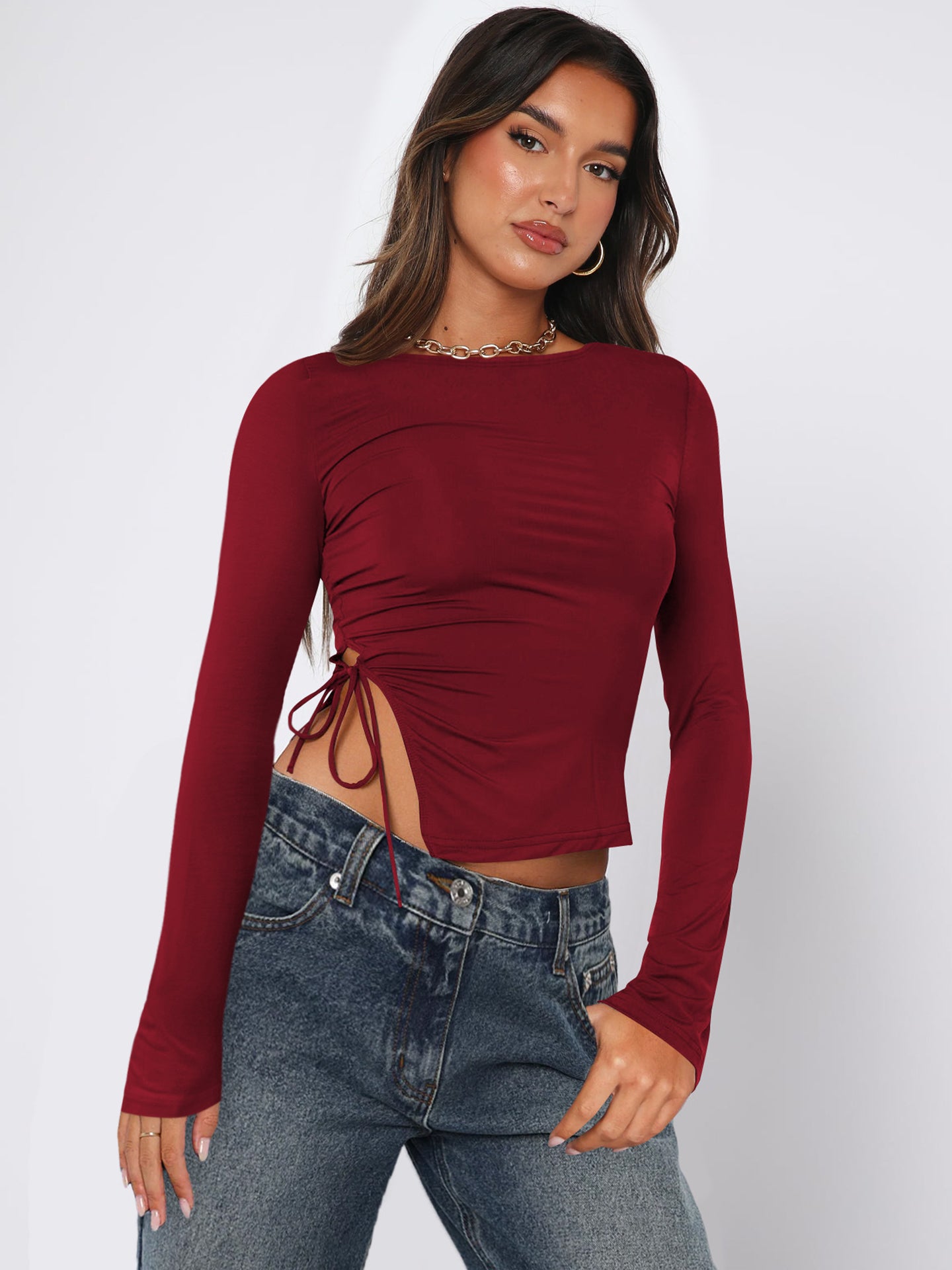 Women Solid Boat Neck Top