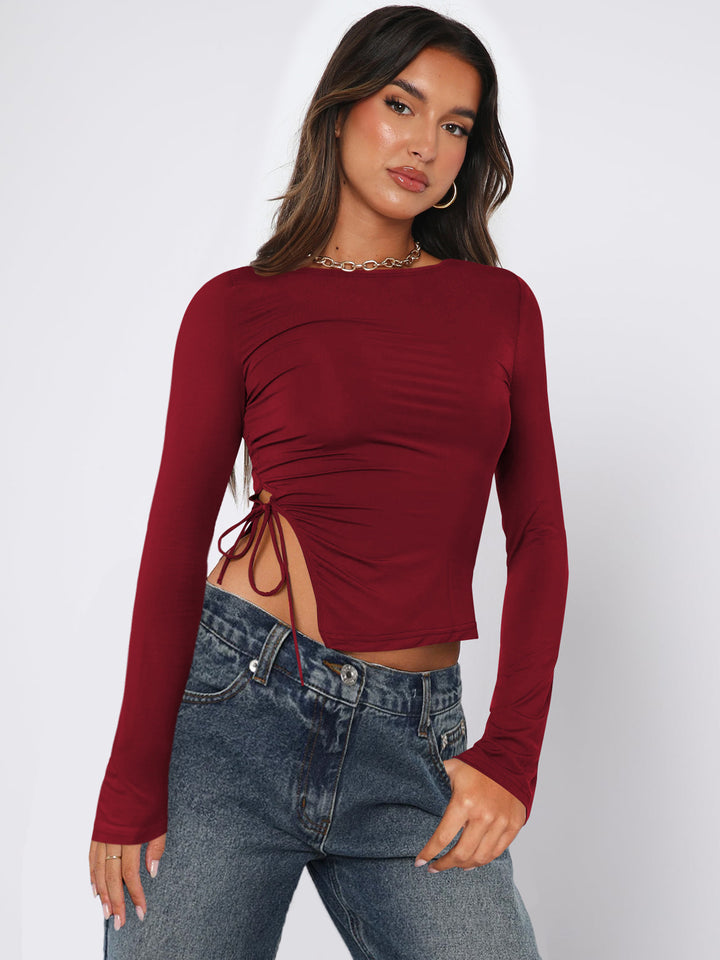 Women Solid Boat Neck Top