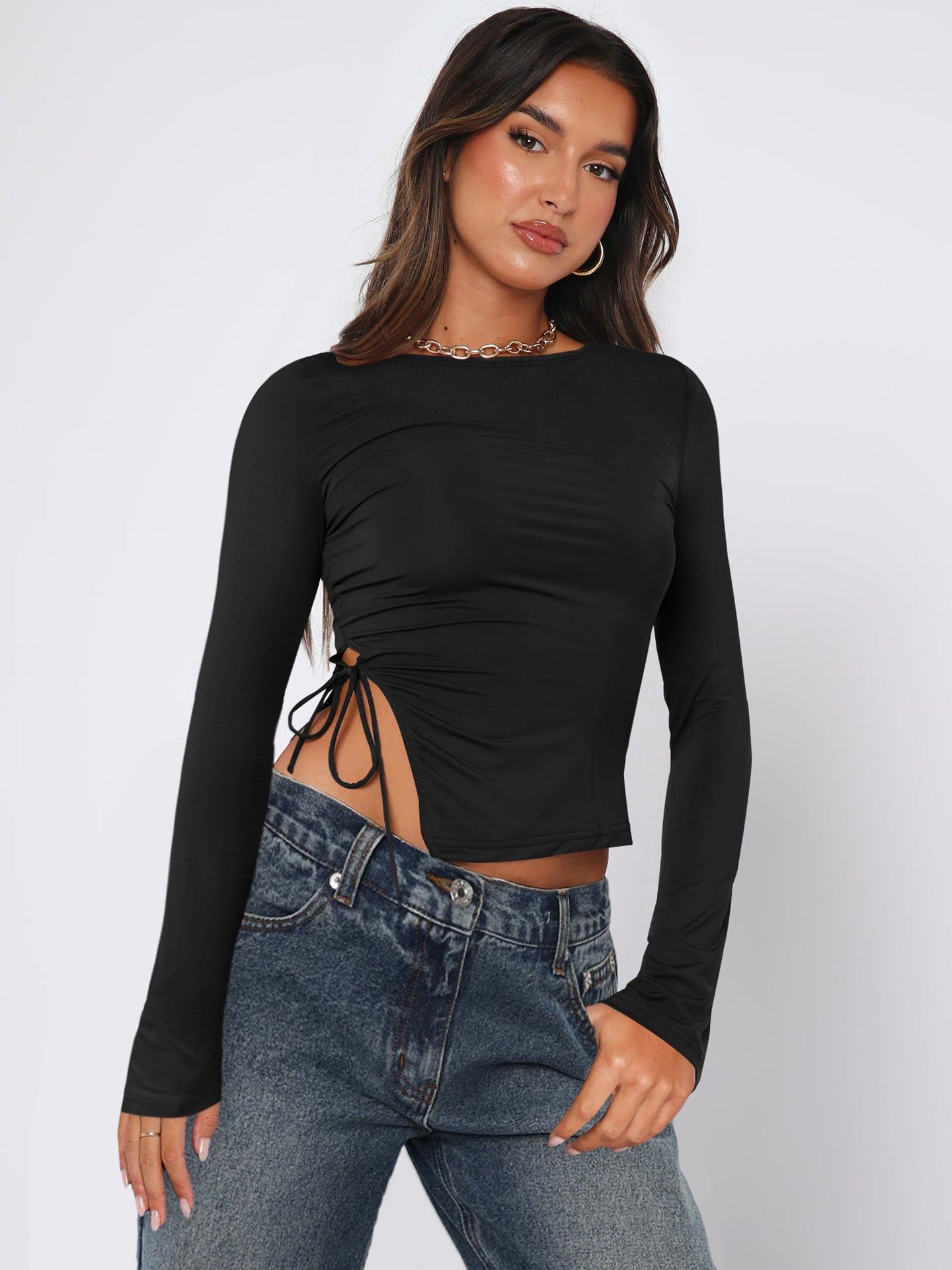 Women Solid Boat Neck Top