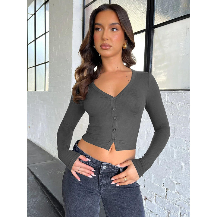 Women Solid V-Neck Top