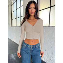 Women Solid V-Neck Top