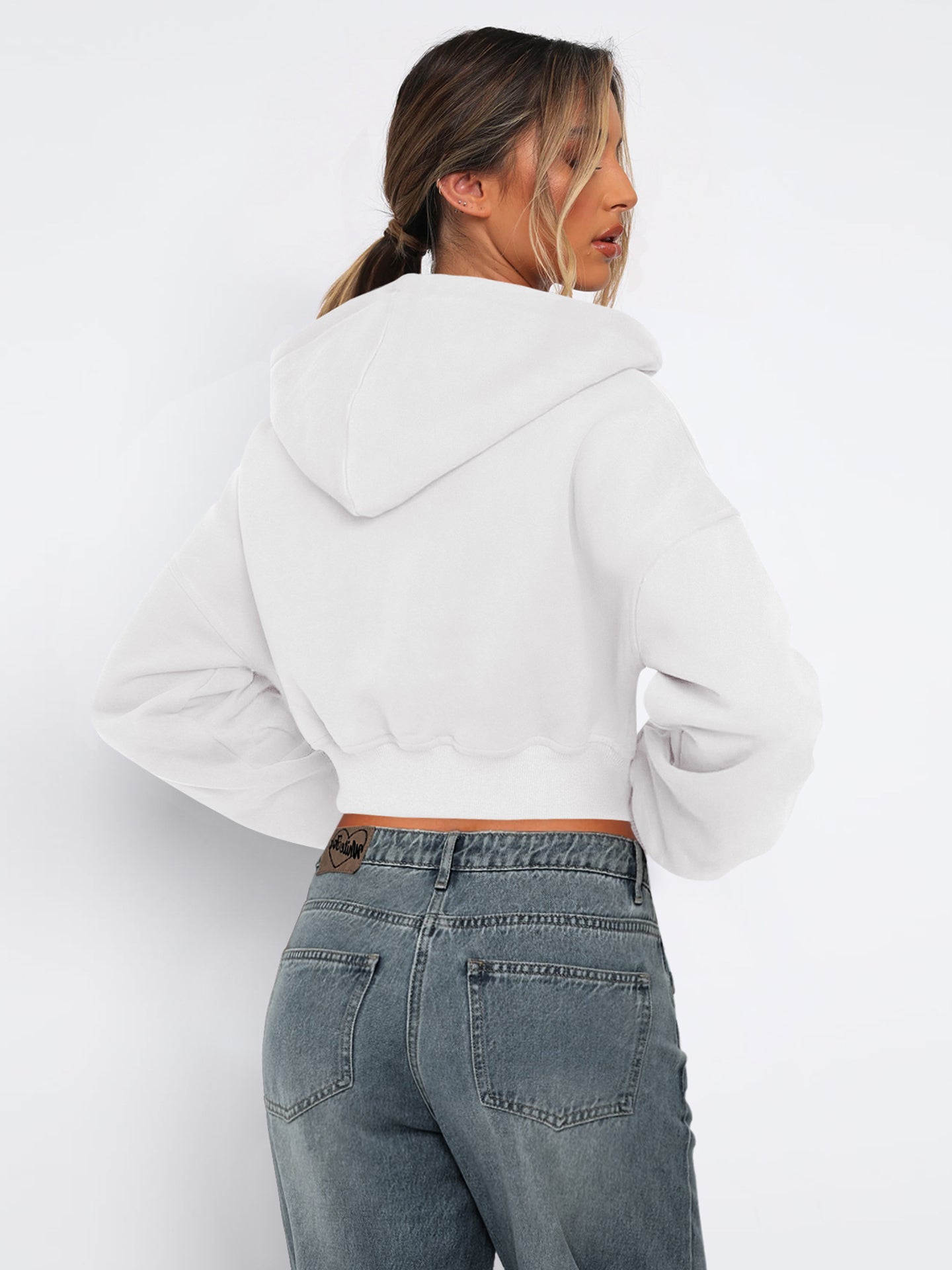 Women Lightweight Crop Open Front Jacket
